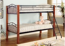 Haskell Metal and Wood Casual Twin over Twin Bunk Bed