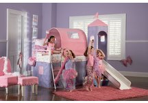 Princess Castle Twin Size Tent Bunk Bed with Slide