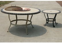 Stone Art 42 Inch Conversation Table and Copper Fire Pit Set