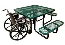 picnic table, square metal picnic table, commercial site furnishing