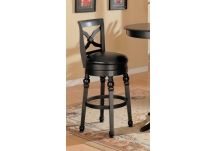 Faux leather swivel seat bar stool