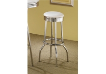 White Cleveland Chrome Plated Soda Fountain Bar Stool