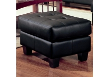 Black Samuel Contemporary Leather Ottoman