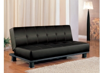 Black Vinyl Convertible Sofa Bed