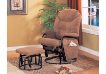Brown Deluxe Swivel Glider With Ottoman