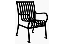 Commercial Park 2' Hamilton Chair w/ Arms- Surface Mount and/or Portable, Vertical Slats, Black
