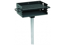 Commercial Park 3-1/2 Rotating Flipback Pedestal Grill with Post- Black