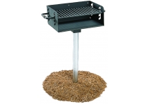 Commercial Park ADA 300 sq/in Charcoal Grill- In ground, Black