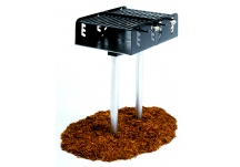 Commercial Park Dual Grate Charcoal Grill w/ Post- Black