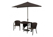 Adena Java Wicker Half Umbrella Patio Set