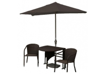 Genevieve Java Wicker Half Umbrella Patio Set