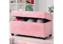 Kids Pink Storage Bench - Open