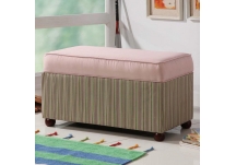 Kids Pink & Green Striped Storage Bench