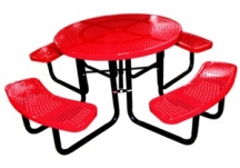 round perforated picnic table