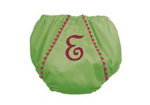 Garden Princess Pique Diaper Cover - Green with Hot Pink Trim, 0-12 Month