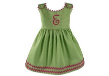 Garden Princess Pique Dress - Green with Hot Pink, 0-6 Month