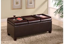 Contemporary Faux Leather Storage Ottoman with Reversible Trays Contemporary Faux Leather Storage Ottoman with Reversible Trays