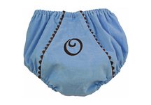 Bon Bon Collection Corduroy Diaper Cover - Blue with Brown Trim, 0-12 Month
