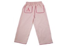 Bon Bon Collection Corduroy Pant with Rick Rack Pocket - Light Pink with Hot Pink Trim, 0-6 Month