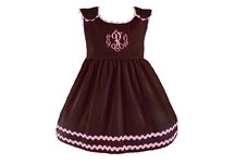 Bon Bon Collection Corduroy Dress - Brown with Light Pink Trim, 0-6 Month