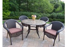 Stone Art 48 Inch Elite Wicker 5pc Dining Set with Cushions