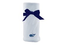 Princess Linens Cotton Knit Blanket with Whale Motif - Blue