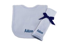 Princess Linens Cotton Knit Bib and Burp Pad Set - Blue Princess Linens Cotton Knit Bib and Burp Pad Set - Blue