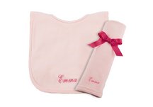 Princess Linens Cotton Knit Bib and Burp Pad Set - Pink