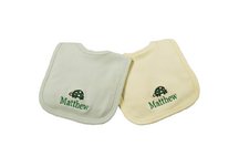 Princess Linens Cotton Knit Bib Set with Turtle Motif - Sage and Yellow