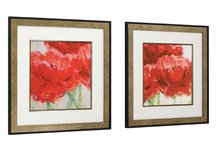 2 Pc Set of Framed Red Poppies