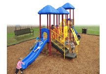 Commercial Playground Up and Away Playsystem- Ground Spike, Primary Colors