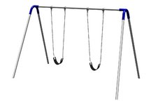 Commercial Playground Single Bay Bipod Swing Set- Strap Seats- Blue Yokes