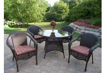 Outdoor Patio Furniture Resin Wicker 5pc Dining Set with Cushions