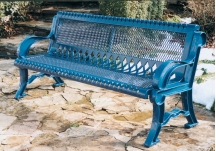park bench, steel bench, outdoor bench