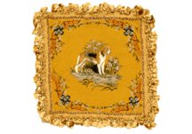 Hound on Gold Needlepoint Pillow