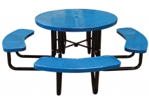 picnic table, round picnic table, perforated table, commercial site furnishing