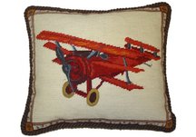 Vintage Airplane Needlepoint Pillow
