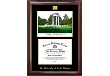 University of South Alabama Gold embossed diploma frame with Limited edition lithograph.