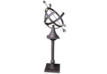 Light Copper Rust Pedestal Armillary Sundial
