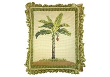 Banana Palm Needlepoint Pillow