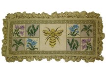 Bee and Flowers Needlepoint Pillow
