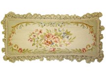 Vintage Flower Neckroll Needlepoint Pillow