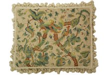 Plummed Bird in Vines Needlepoint Pillow