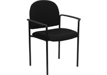 Black Fabric Comfortable Stackable Steel Side Chair with Arms