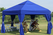 bungalows, portable shelters, pop up tents, folding pavilions, ez up bungalows, ez up shelters