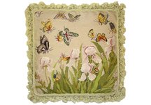 Butterflies and Flowers Spring Needlepoint Pillow