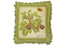 Butterfly and Fig Needlepoint Pillow
