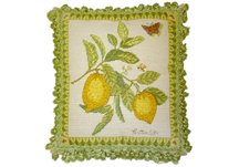 Butterfly and Lemons Needlepoint Pillow