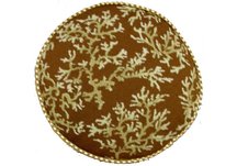 Round Coral Needlepoint Pillow