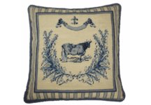 French Blue Cow Needlepoint Pillow